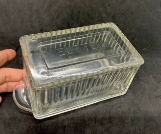 Vintage Clear Glass Butter Dish & Cover