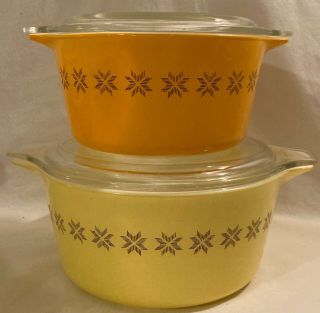 Vintage Pyrex Town & Country Casserole Dishes With Lids 473 & 474 Set Of 2