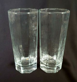 Set Of 2 Vtg Libbey Glass Facets Clear Highball Glasses 5 1/2 "
