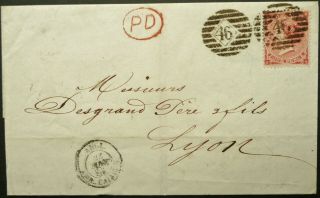Gb 22 Jan 1866 Postal Entire W/ 4d Rate From London To Lyon,  France - See