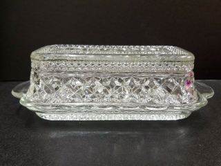 Vintage Anchor Hocking Wexford Clear Glass Butter Dish With Lid