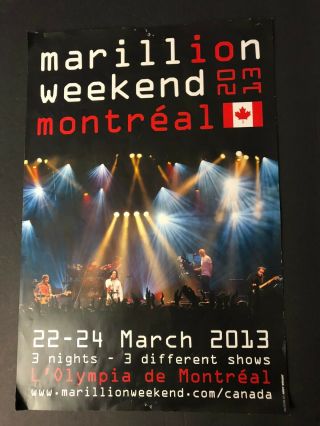 Marillion Poster (small) - 2013 Montreal Weekend (tiny Holes At Top And Bottom)