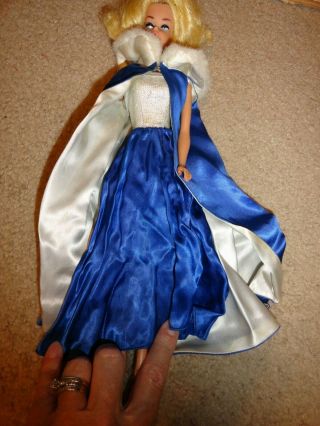Vintage 1964 Mattel Barbie Midnight Blue Formal Gown & Cape Dress