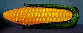 Pair Vintage Hand Blown Murano Style Art Glass Ear Of Corn On The Cob Paperweght 2
