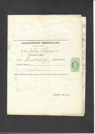Gb Stationery 1871 Qv 1/2d Green Vaccination Certificate Letter Sheet H&b Lo34