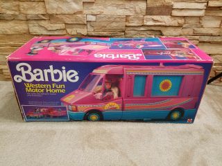 Vintage Mattel 1989 Barbie Western Fun Motor Home Camper Van W/ Box