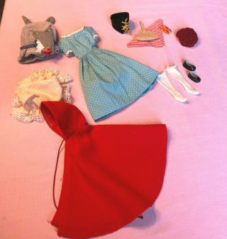 Vintage 1964 Barbie Little Red Riding Hood & The Wolf Complete Outfit