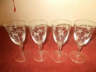 (4) Libbey Rock Sharpe Candlelight Wine Glasses 3001 Stars