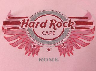 Hard Rock Cafe Hrc Italy Rome Womens Pink Xl Angel Wings & Stars T Shirt