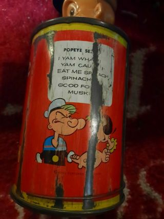Vtg 1953 Popeye In The Music Box Jack In The Box Tin Litho Hand Wind Toy Spinach