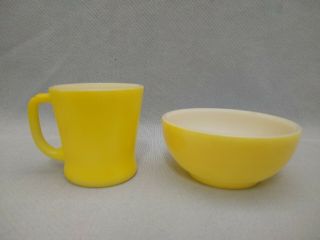 Vintage Fire - King 5 " Cereal Bowl And 8oz.  D Handle Mug Set Pastel Spray Yellow