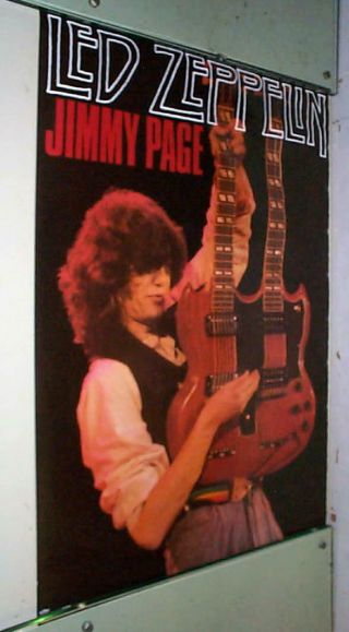 Jimmy Page Led Zeppelin Double Guitar Vintage 1986 Group Poster Last One