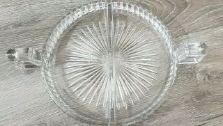 Vintage Heisey Clear Glass Ridgeleigh Oval Divided Relish Dish with Handles 2