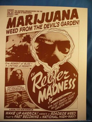 Vintage Reefer Madness 30s Movie Poster Sepia Print Marijuana Pot Weed Drug 