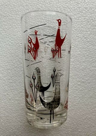 Vintage Glassware Cup,  50s - 60,  Midcentury Modern Influenced,  Bird Motif