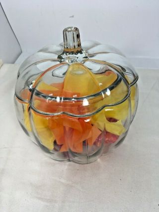 Anchor Hocking Clear Pumpkin Canister Jar Candy Dish