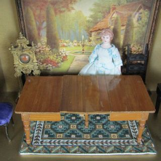 Antique Dollhouse Schneegas Victorian Dining Room Table Wood Furniture Germany