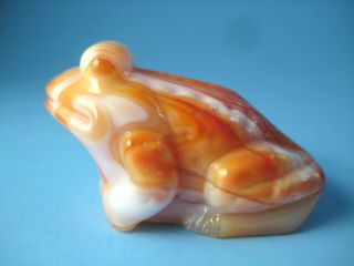 Boyd Glass Jeremy Frog Figurine Orange And White Slag Swirl