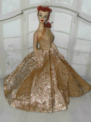 Vintage Barbie Clone Vhtf Premier 786 Gold Brocade Gown,  Purse Heels