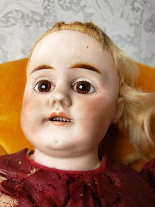Antique German Doll Bisque Head Kid Leather Body - Marked 8 Late 1800 