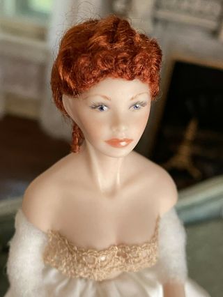 Vintage Miniature Dollhouse Artisan Porcelain Lady Tudor Striking Red Head Doll