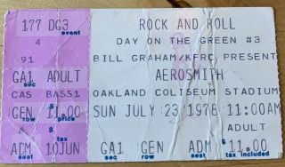 1978 Aerosmith Ac/dc Van Halen Day O Green 3 Concert Ticket Stub Oakland Ca 7/23