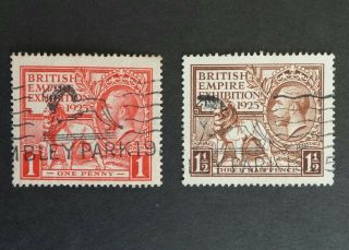 Sg432 To 433 1925 Kgv British Empire Exhibition,  Wembley Park Postmarks F/used