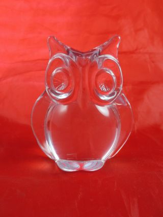 Daum France Signed Crystal Owl Figurine Paperweight 3 1/4 "
