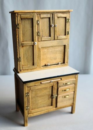Handsome Dollhouse Miniature Hoosier Cabinet,