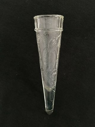 Vintage Dugan ? Clear Glass Wood Pecker Bird Wall Pocket Hanging Vase 8 1/4 "