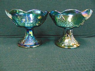 Carnival Glass Indiana Blue Candle Holders