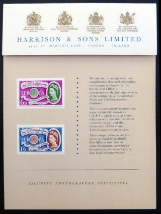 Gb 1960 Harrisons & Sons Limited Europa Presentation Pack Bs423