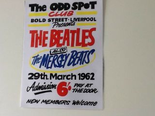 Signed Flier From A Beatles Appearance At The Odd Spot Club Liverpool And Photo