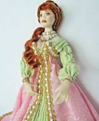 Miniature Artisan Redhead Dollhouse Porcelain Lady With Pretty Face And Outfit
