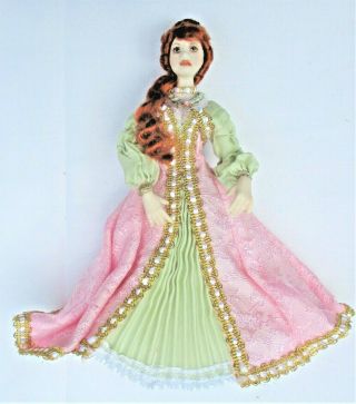 MINIATURE ARTISAN REDHEAD DOLLHOUSE PORCELAIN LADY WITH PRETTY FACE AND OUTFIT 3