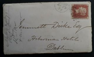 Rare 1870 Great Britain Folded Cover Ties 1d Stamp Duplex 435 Cds