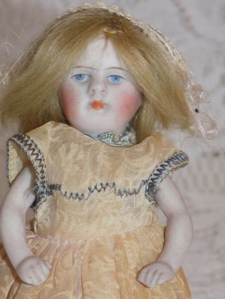 Antique 5 " German Kestner All Bisque Doll Painted Eye