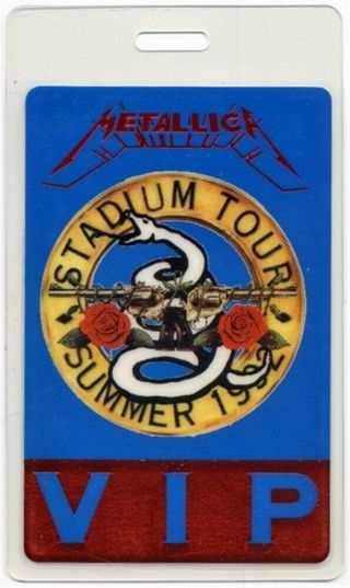 Metallica Authentic 1992 Laminated Backstage Pass Stadium Tour Guns N Roses