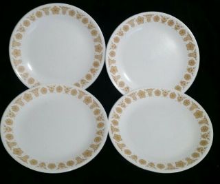 Set Of 4 Vintage Corelle Butterfly Gold 10 1/4 " Dinner Plates Retired Usa