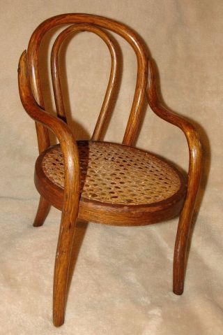 Antique Bentwood Doll Chair Salesman Sample Cane Seat 12 " Tall,  Possibly Thonet