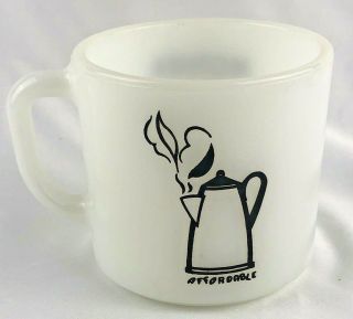 Anchor Hocking Milk Glass Coffee Mug " Affordable " Mother Put The Coffee Pot On