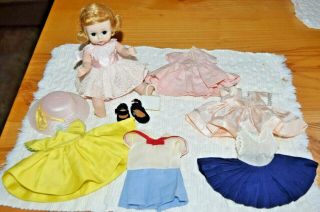 Vintage Madame Alexander - Kins Alex Doll 1950s 6 Dresses,  Bent Leg Walker Blonde