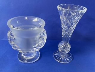 Two Vintage Vases One Cut Crystal And One Heavy Glass