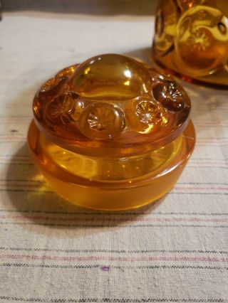 Vintage Amber Glass Apothecary Jar Moon and Star Canister LE Smith Moon Stars 3