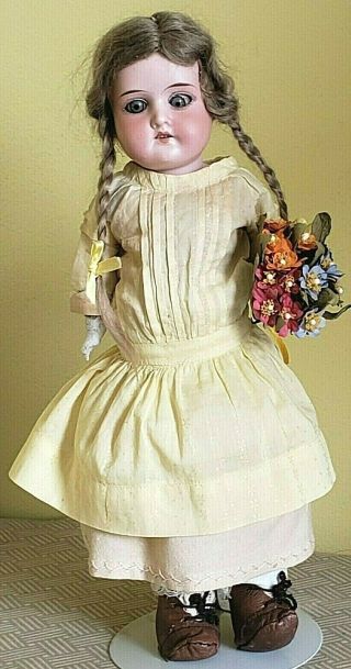Antique 13 " Armand Marseille " 370 " Bisque Head Kid Leather Body Doll