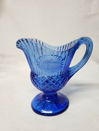 Vintage Avon / Fostoria Cobalt Blue Glass Creamer Pitcher Mt Vernon