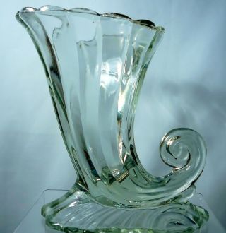 Vintage Cornucopia Vase Heisey Glass 7” Horn Of Plenty 1933 