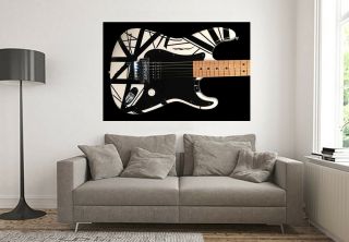 Van Halen Black And White Stripe Guitar Wall Art 3 Feet Wide Poster Print