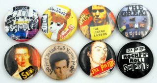 Sex Pistols Button Badges 8 X Vintage Badges Punk Sid Vicious