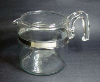 Vintage 6 Cup Pyrex Glass Coffee Pot Only Blue Tint 7756 - B Flameware